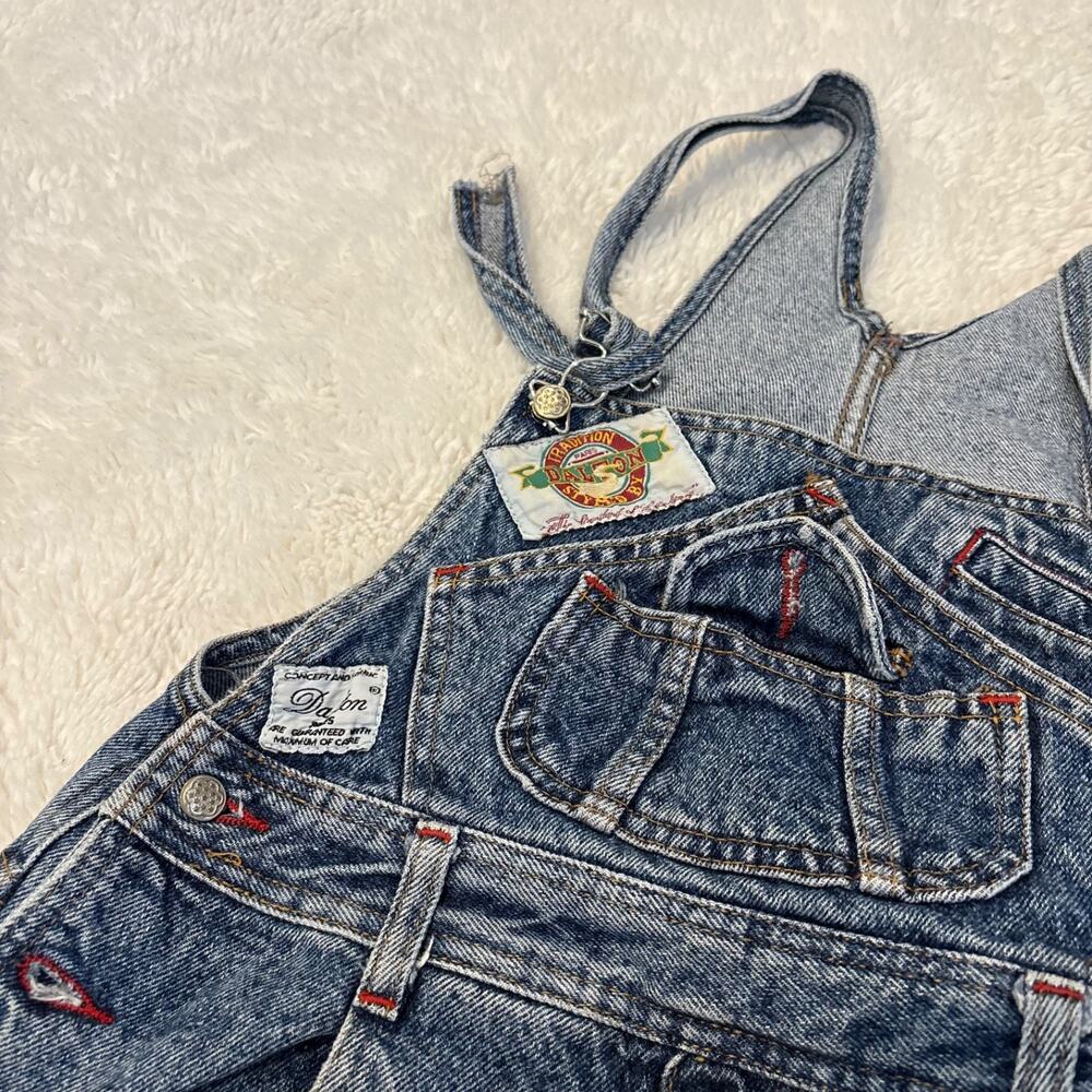 Womens Dalton Paris Denim Cotton Overalls OS Tomato Granola Grandma Utility Chic - Picture 8 of 8